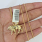 10K Solid Franco Chain Lion Pendant Charm Necklace 18"-24" 1.5mm Yellow Gold