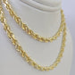 10k Real Solid Rope Chain Yellow Gold Women Men Diamond Cut 4mm 20 Inches