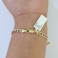 Real 10K Cuban Curb Link Bracelet Yellow Gold Diamond Cut 5mm 7" Inch