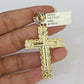 10k Solid Gold Cuban Curb Chain Jesus Cross Pendant 6mm 20"-30" SET Necklace