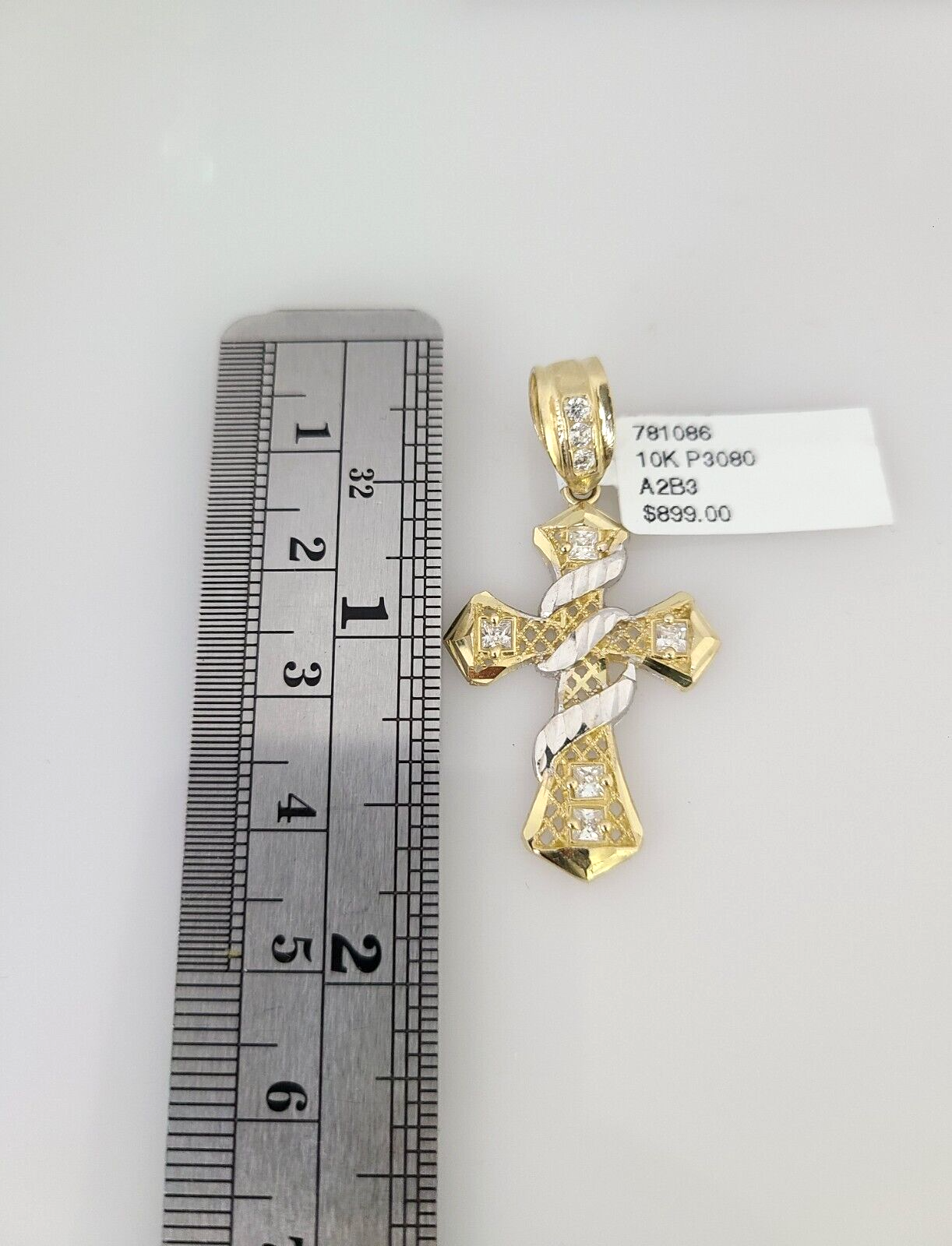 10k Gold Miami Cuban Chain Spiral Cross Charm Pendant 3mm 18-28in Necklace Set