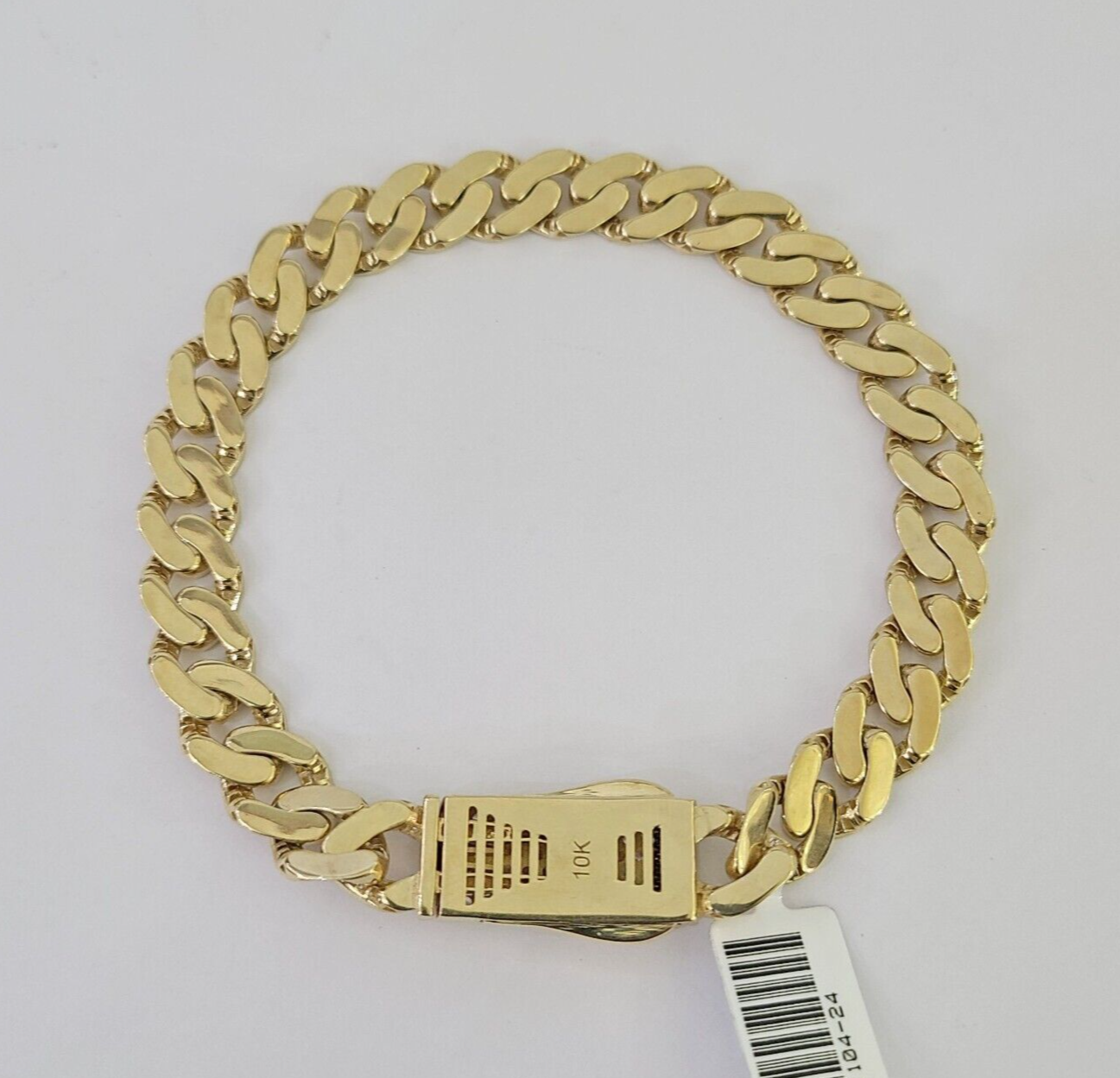 Real 10K Royal Monaco Bracelet Yellow Gold 8.5" Box Clasp 9mm Genuine Mens