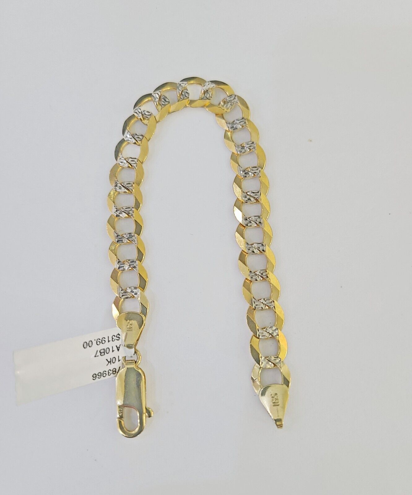 Real 10K Cuban Curb Link Bracelet Yellow Gold Diamond Cut 8mm 7" Inch