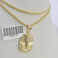 10K Franco Chain Pharaoh Pendant Charm Necklace 16"-24" 2mm Gold SET Yellow