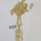 10k Gold Chain Jesus Head Charm Solid Cuban Curb Link 5mm 18"-28" Inch SET