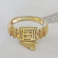 Real 10k Yellow Gold Diamond Mens Ring Trap House Band Casual Genuine Natural