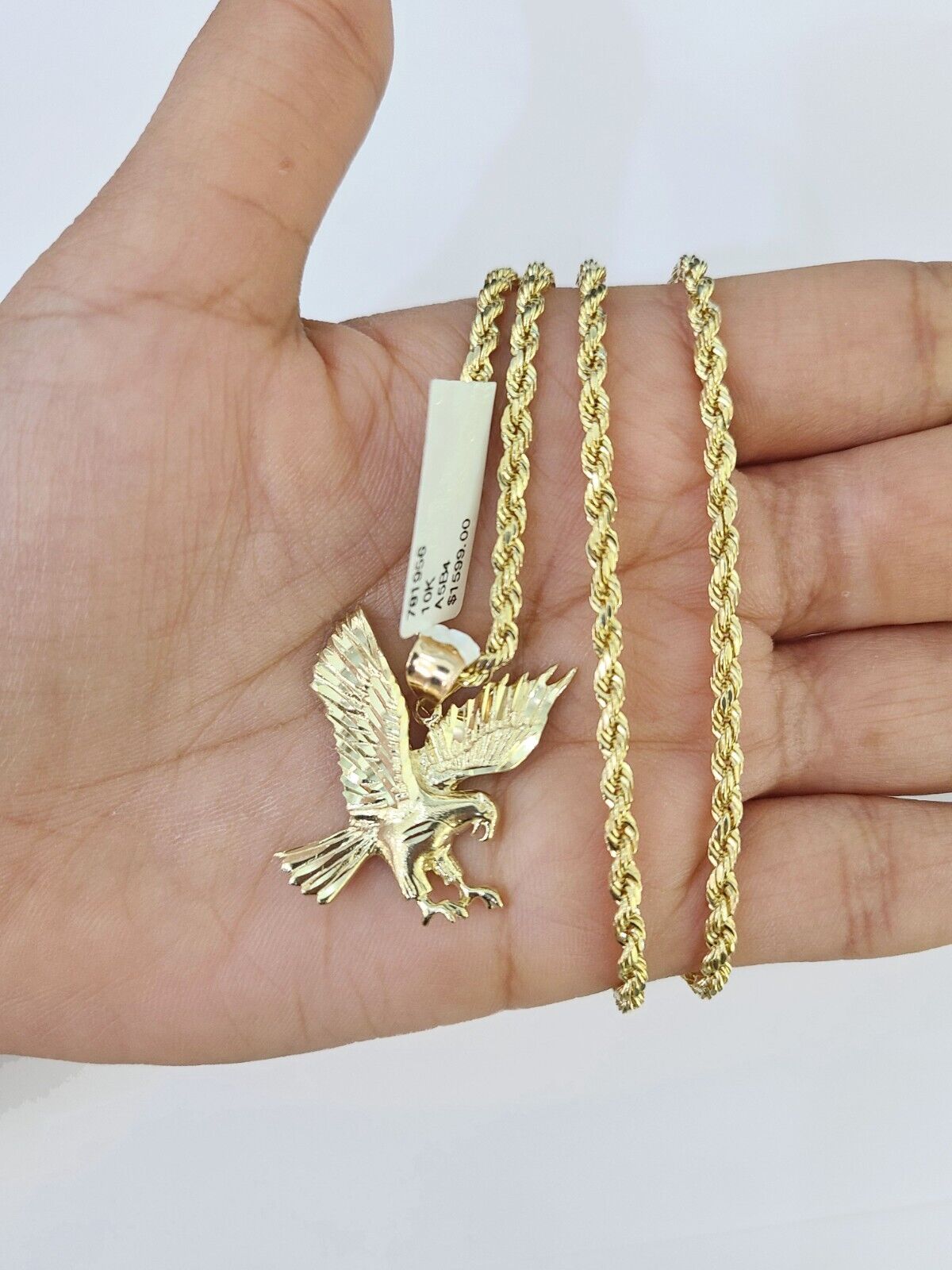 10K Eagle Pendant SET 3mm 26'' and 3mm Rope Chain Anchor Pendant Set 26"