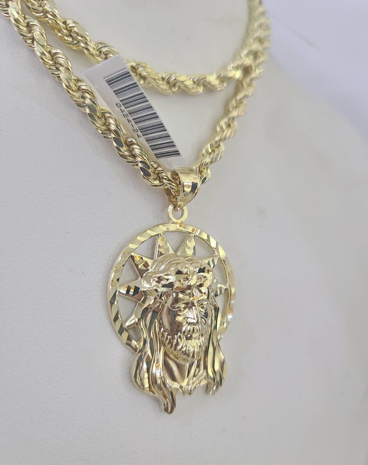 10k Jesus Christ Pendant Rope Chain 5mm 18"-26" SET Necklace Charm