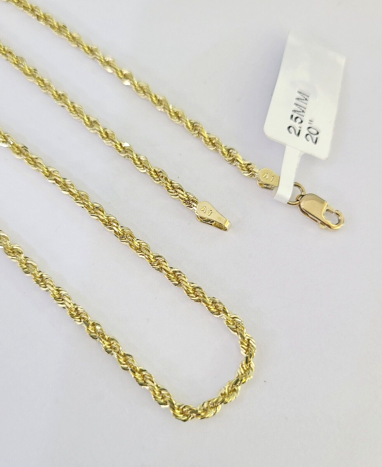 10k Solid Real Rope Chain Necklace 2.5mm 16"-24" Yellow Gold Men Women Genuine