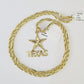 10k Milano Rope Chain Texas Charm Necklace SET 3mm 18" 20" 22" 24" Pendant