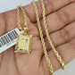 10k Gold Initial W Charm Rope Chain 16"-26" 2.5mm SET Necklace Alphabet Pendant