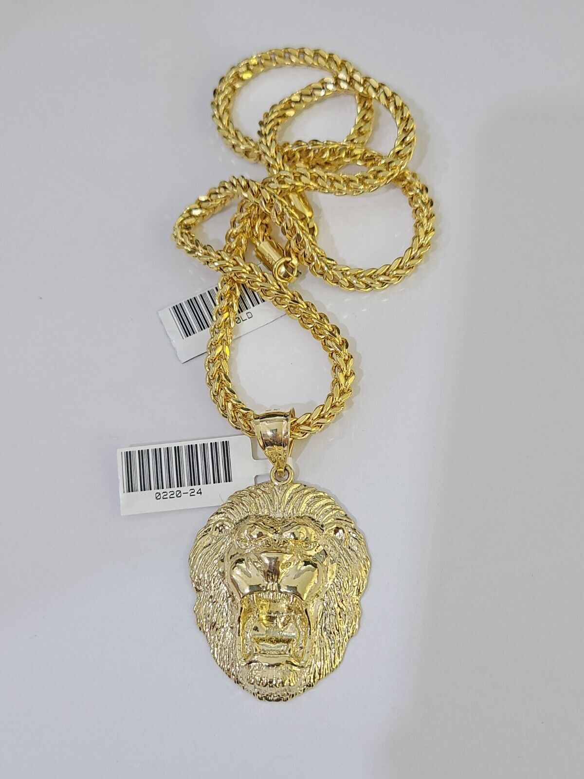 10K Gold Franco Chain Lion Charm Length 18-26 inches 3mm REAL Yellow