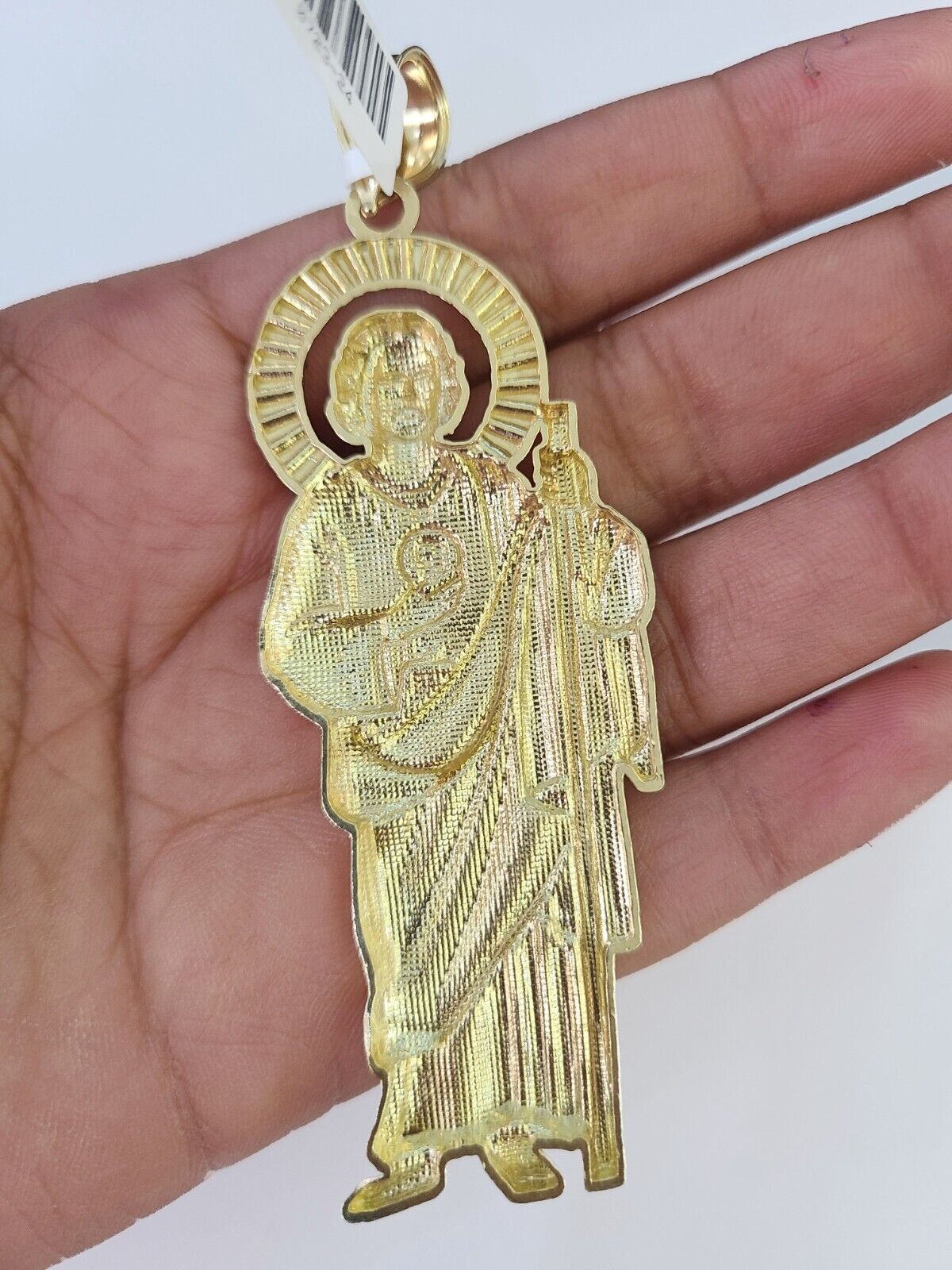 10K Franco Chain Saint Jude Pendant Charm Necklace 20"-28" 4mm Gold SET Yellow