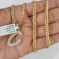 10k Miami Cuban Chain C Diamond Charm Set 4mm 18-26"Yellow Gold Necklace Pendant
