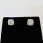 14k White gold Square Earrings Diamond screw-back Lab Created Women Men Studs