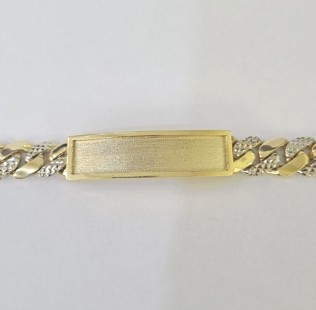 14K Real Gold ID Bracelet Miami Cuban link 12mm 8.5" inches 14kt Diamond Cut