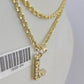 10k Gold Initial L Charm Rope Chain 16"-26" 2.5mm SET Necklace Alphabet Pendant