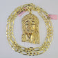 14k Figaro Solid Chain Jesus Head Charm Pendant Gold 7mm 20-30 inch SET Necklace