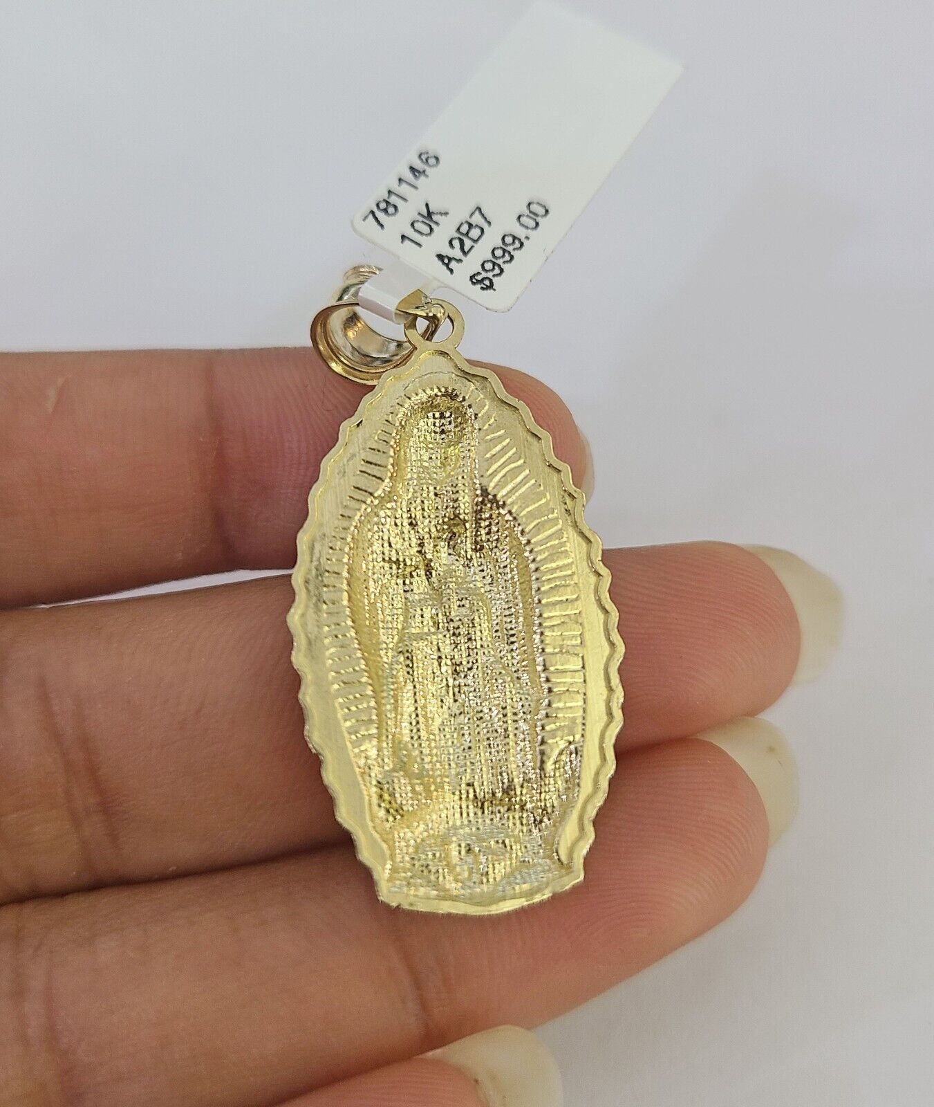 10K Gold Miami Cuban Chain Virgin Mary Charm 20"-28" 3mm REAL Pendant