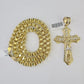 10k Gold Byzantine Necklace Jesus Cross Charm 20-30 inches 6mm SET Chain Pendant