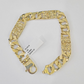 10k Nugget Cuban Link Bracelet Yellow Gold 10mm 9" Inch Real 10Kt Men Women