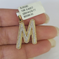 10k Yellow Gold Diamond M Charm Pendant Initial Alphabet Letter Real Genuine