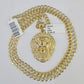 10k Gold Chain Roaring Lion Charm Solid Cuban Curb 5mm 18"-28" Inch SET Necklace