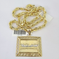 Real 10k Yellow Gold Rope Chain Last Supper Charm Set 6mm 18"-28"Inch Necklace