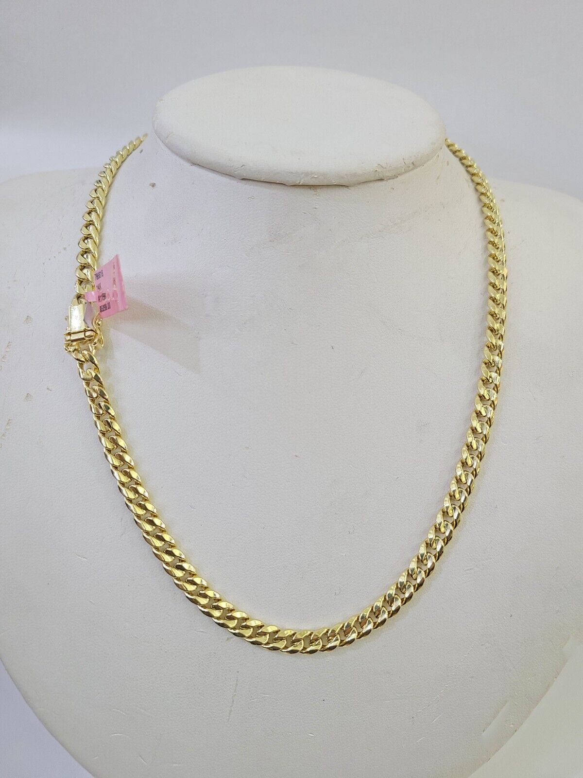 Real 14K Gold Necklace Miami Cuban Link Chain 24 inch 6mm Box Clasp, Mens Hollow