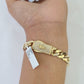 Real 10K Royal Monaco Bracelet Yellow Gold 8.5" Box Clasp 9mm Genuine Mens