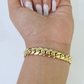 14K Solid Miami Cuban Bracelet Yellow Gold Box Clasp 8" Inch 8mm Link