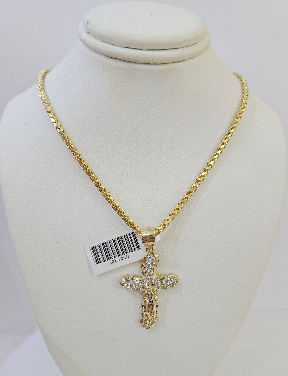 Gold 10K Palm Chain 3mm Length 18" 20" 22" 24" 26" 28" 30" & Cross Charm