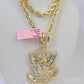 14k Yellow Gold Rope Chain Eagle Anchor Pendant SET 7mm 22" Inch Necklace