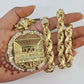 Real 10k Rope Chain Last Supper Charm Set 10mm 20"-30" Inch Necklace Yellow Gold