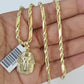 10k Milano Rope Chain Pharaoh Head Charm Necklace SET 3mm 18" 20" 22" 24 Pendant