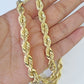 10K Real Solid Yellow Gold Rope Chain Necklace 7mm Length 18" 20" 22" 24" 26" 28