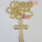 Real 14k Rope Chain Jesus Cross Charm Yellow Gold Set 5mm 20"-30" Necklace