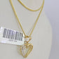 10K Solid Franco Chain Heart Pendant Charm Necklace 16"-22" 1mm Gold Ladies