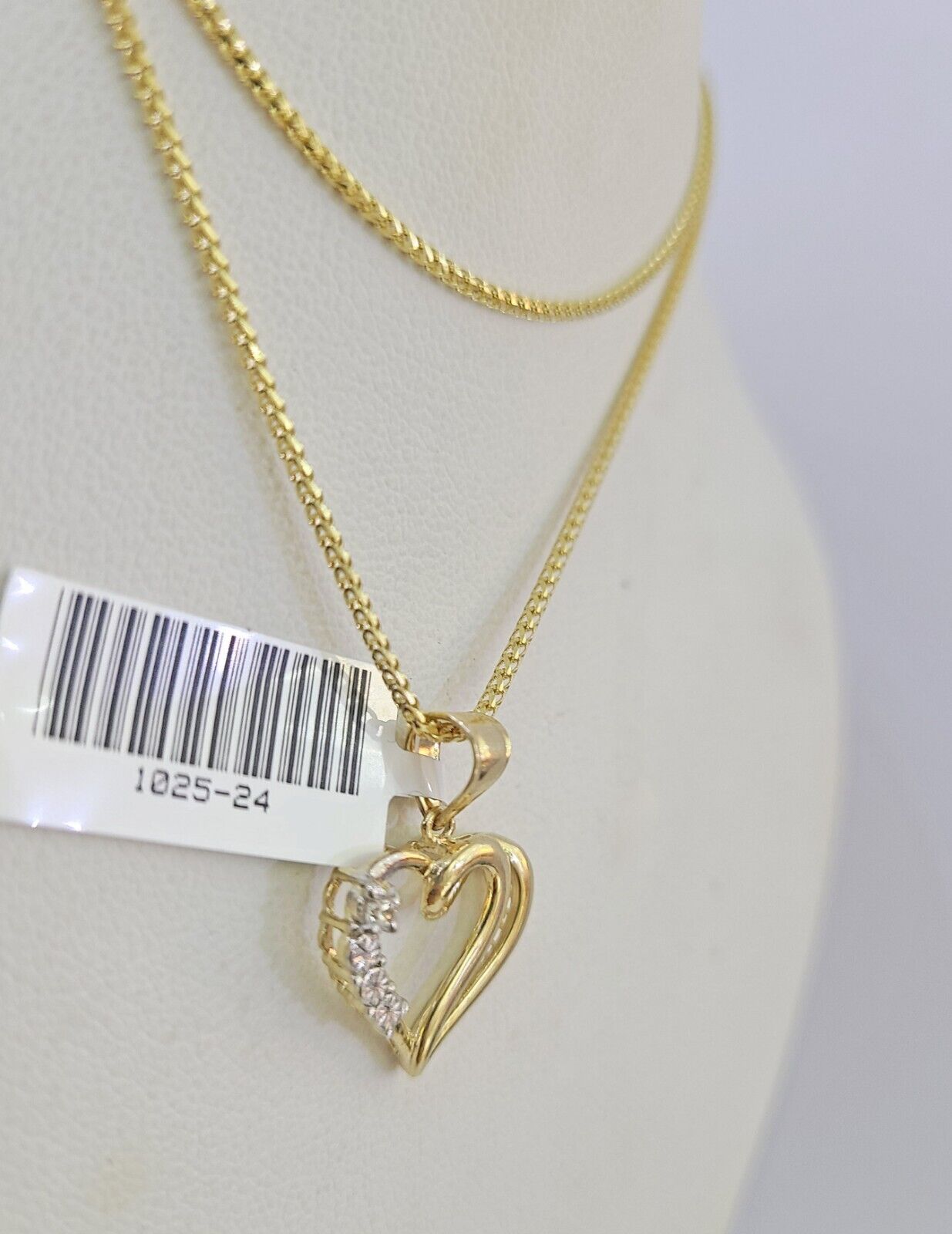 10K Solid Franco Chain Heart Pendant Charm Necklace 16"-22" 1mm Gold Ladies