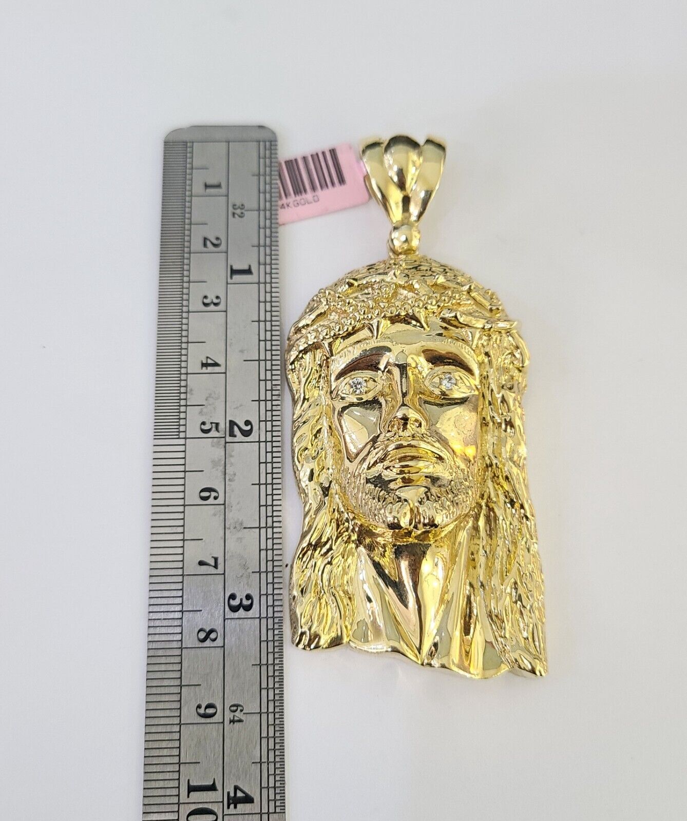 14k Figaro Solid Chain Jesus Head Charm Pendant Gold 7mm 20-30 inch SET Necklace