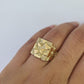 Real 10k Nugget Ring Yellow Gold Men Casual Square Ring 10kt