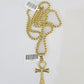 10k Gold Byzantine Necklace Jesus Ankh Cross Charm 18-28 inch 3mm SET Chain