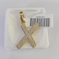 10k Yellow Gold Diamond X Charm Pendant Initial Alphabet Letter Real Genuine