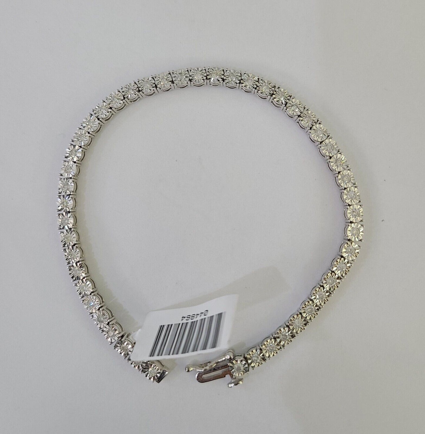 10K White Gold Diamond Bracelet Women Ladies 7" REAL Genuine Gold