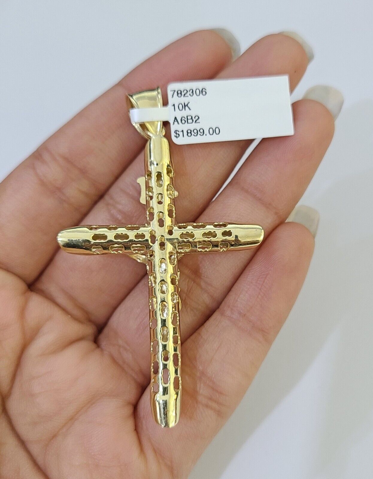 10k Gold Byzantine Necklace INRI Jesus Cross Charm 18-26 inches 3mm SET Chain