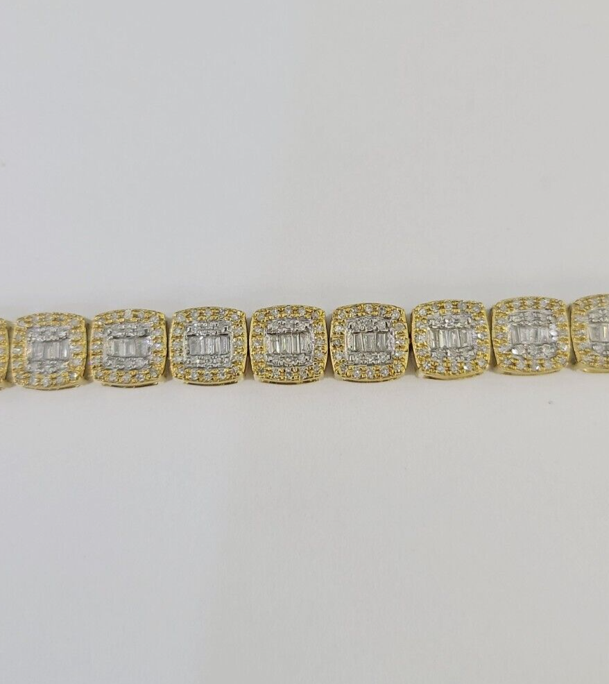 10K Yellow Gold Diamond Bracelet Women Ladies 7" REAL Genuine Gold