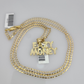 10k Gold Solid Cuban Curb Chain Necklace Eazy Money Pendant Set 3mm 18"-26"