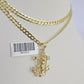 10k Gold Cuban Curb Chain Jesus Anchor Charm Solid 4mm 18"-28" SET Necklace