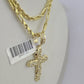 10k Milano Rope Chain Jesus Cross Charm Necklace SET 3mm 18" 20" 22" 24"