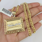 10k Last Supper Charm Miami Cuban Chain Pendant Set 5mm Necklace Yellow Gold